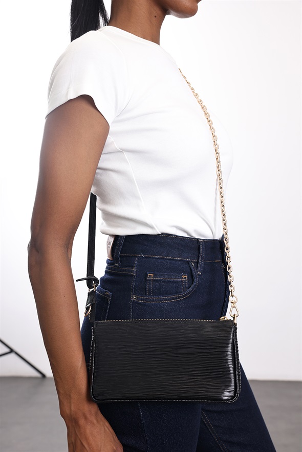 Siyah Lyon Deri Çanta 7988