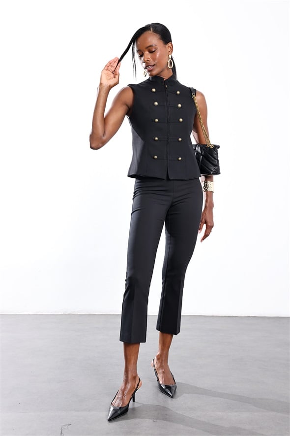 Siyah Mini Flare Pantolon 438