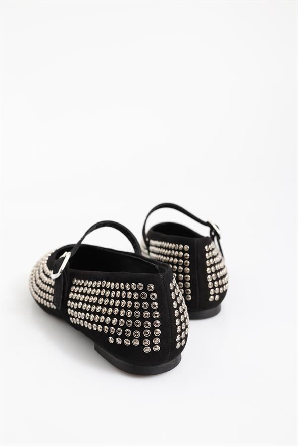 Siyah Mini Taşlı Babet 23437