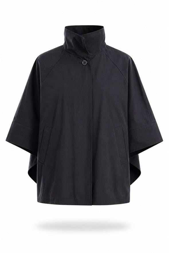 Siyah Oversize Kısa Trençkot 87159
