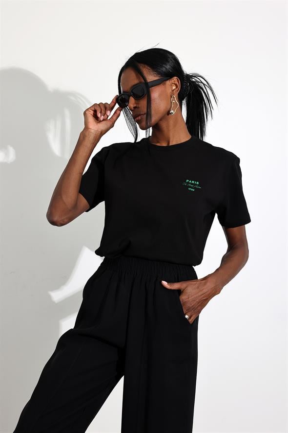 Siyah Paris Tişört 