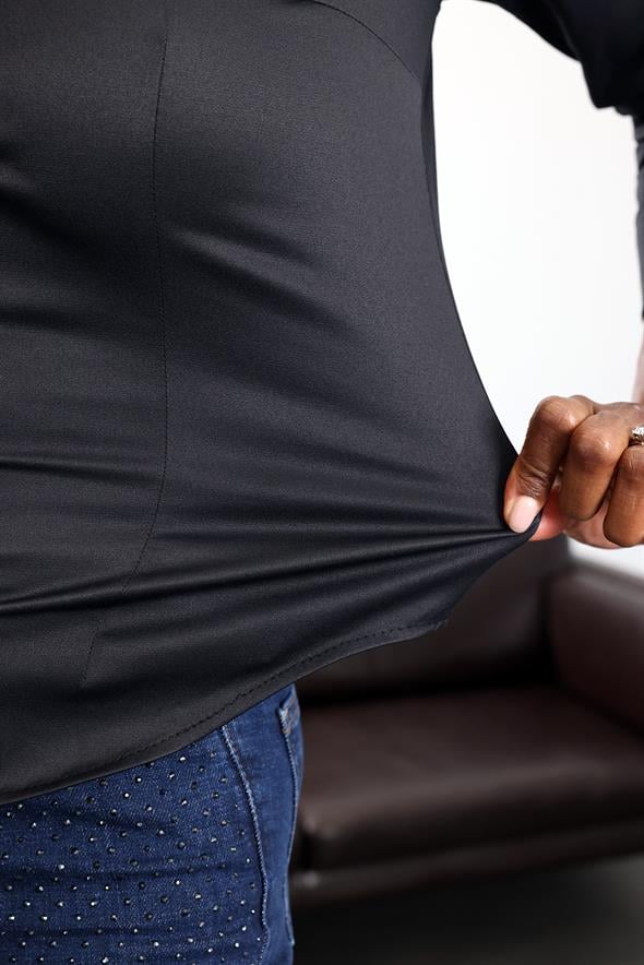 Siyah Parlak Bitişli Slim Fit Gömlek 4897