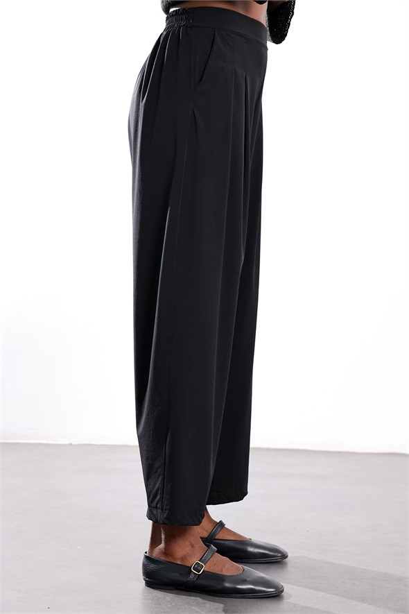 Siyah Teknik Kumaş Pantolon 0035