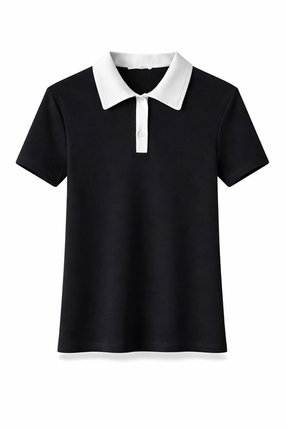 Siyah Polo Yaka Garnili Tişört 26286