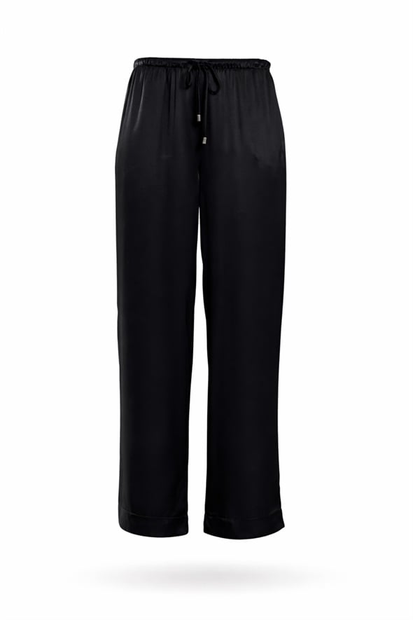 Siyah Saten Görünümlü Pantolon 01015