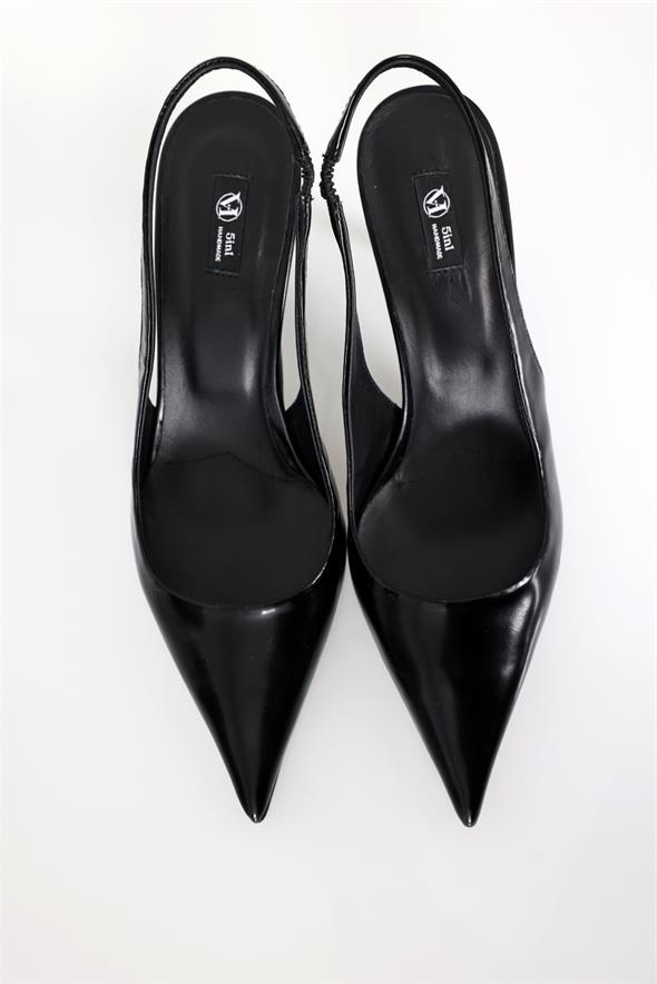 Siyah Sivri Burun Slingback 25149