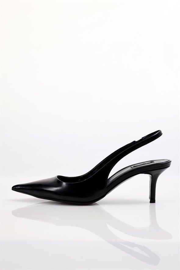 Siyah Sivri Burun Slingback 25149
