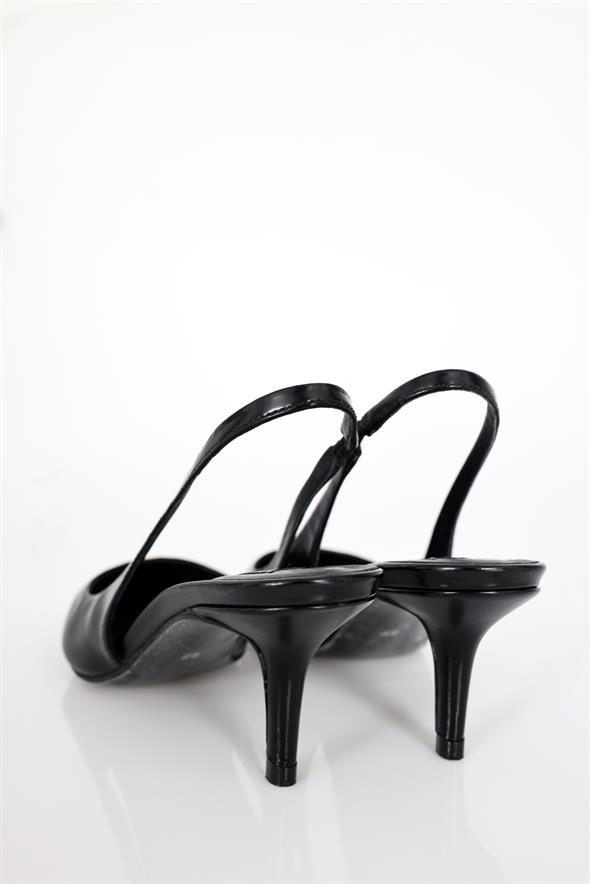 Siyah Sivri Burun Slingback 25149