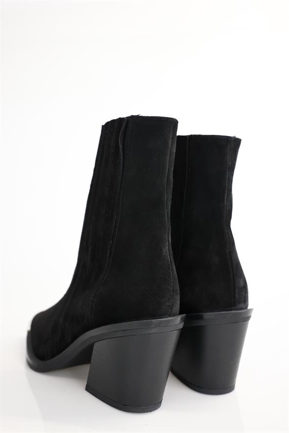 Siyah Sivri Burun Topuklu Chelsea  Bot 115816