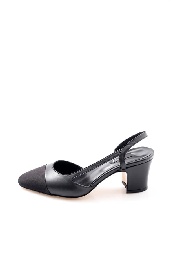 Siyah Slingback Topuklu Ayakkabı 401