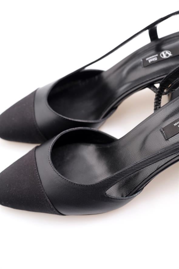 Siyah Slingback Topuklu Ayakkabı 401