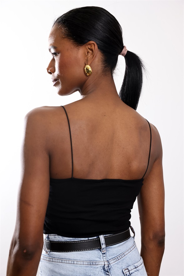 Siyah Spagetti Askılı Atlet 4829