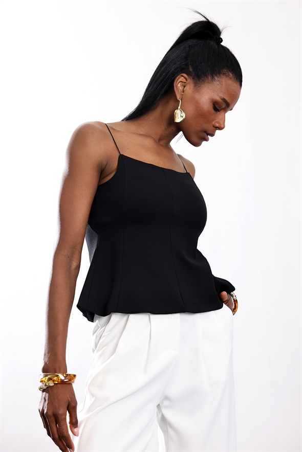 Siyah Spagetti Askılı Bluz 