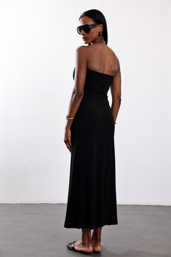 Siyah Straplez Elbise 00786