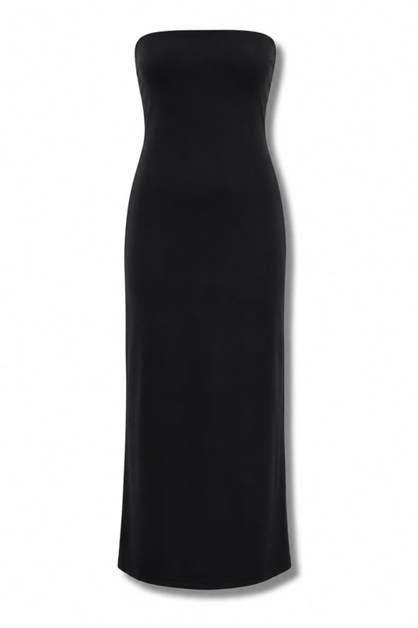 Siyah Straplez Elbise 00786