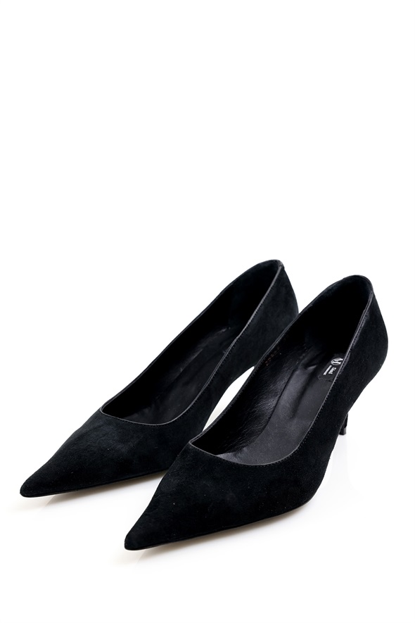 Siyah Süet Klasik Stiletto 25445