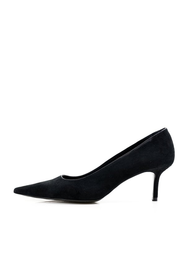 Siyah Süet Klasik Stiletto 25445