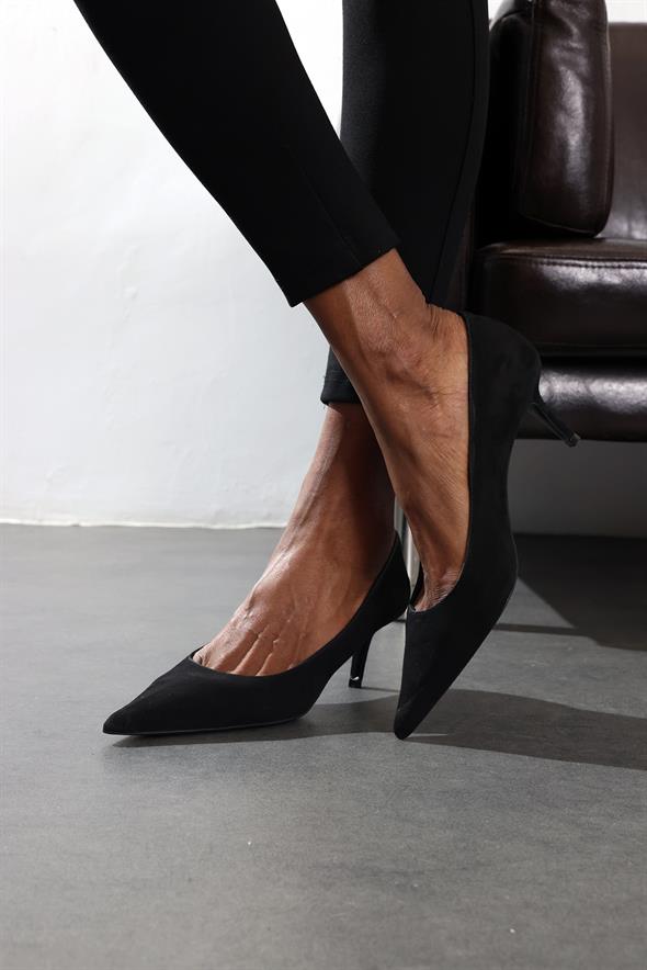 Siyah Süet Klasik Stiletto 25445
