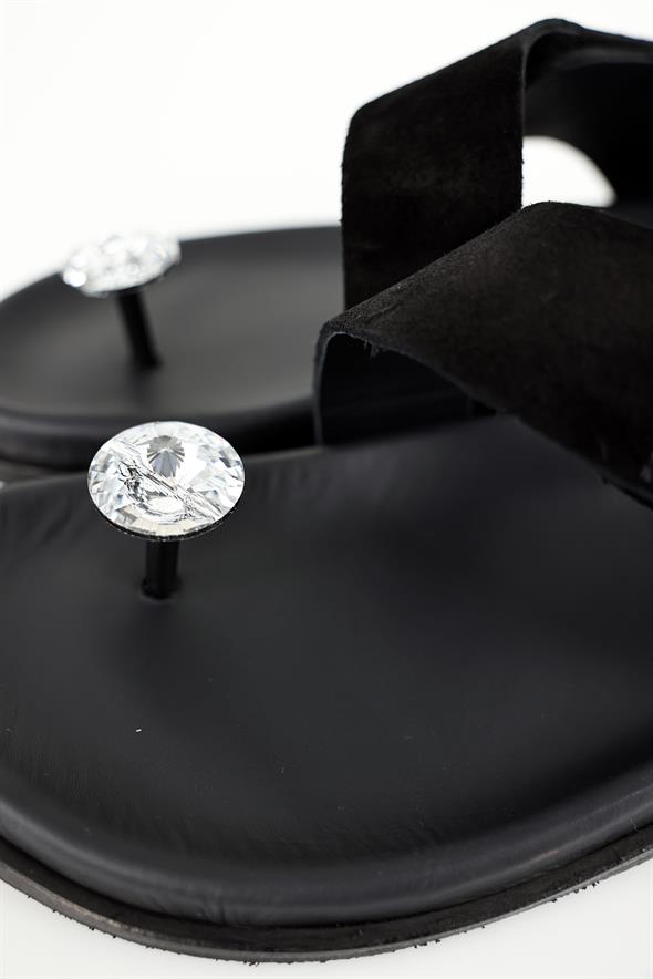 Siyah Swarovski Sandalet 25304