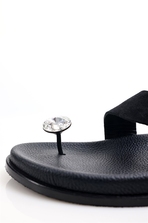 Siyah Swarovski Sandalet 25304