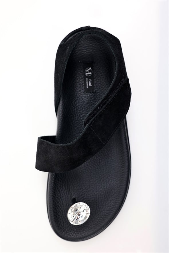 Siyah Swarovski Sandalet 25304