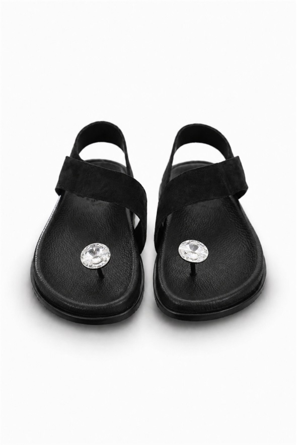 Siyah Swarovski Sandalet 25304