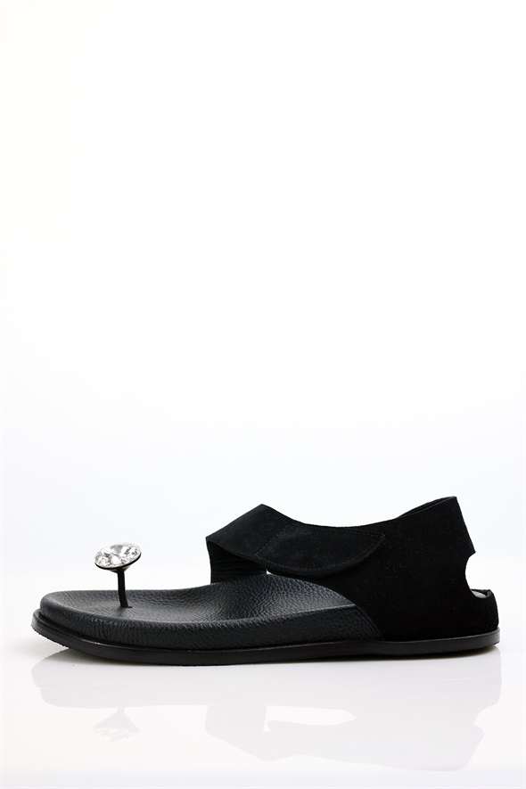 Siyah Swarovski Sandalet 25304