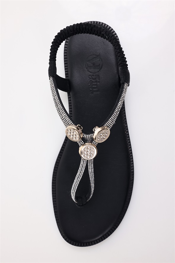 Siyah Taşlı Sandalet 800
