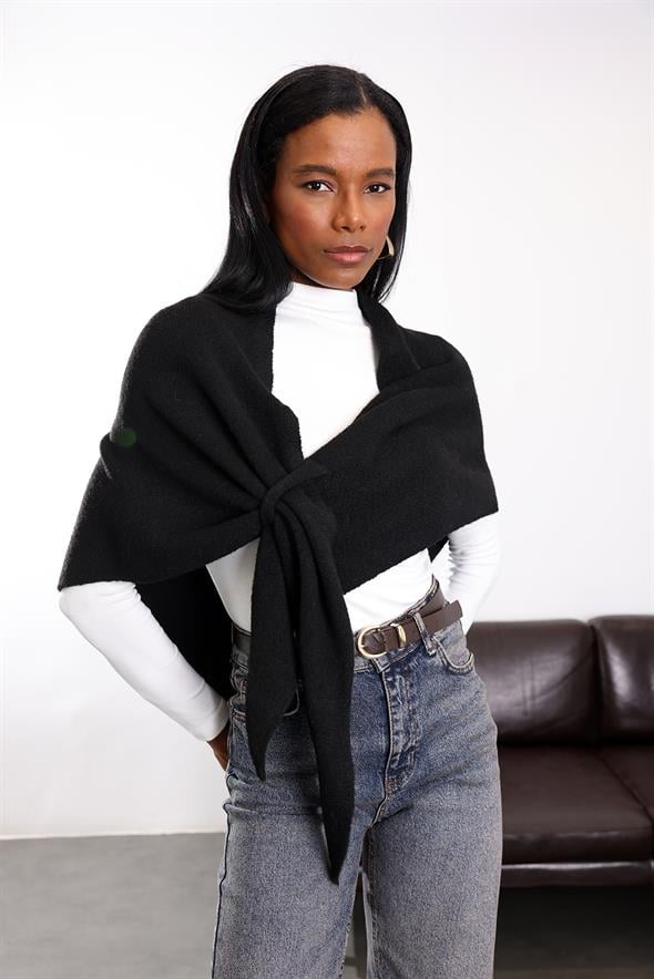 Siyah Triko Üçgen Atkı S009