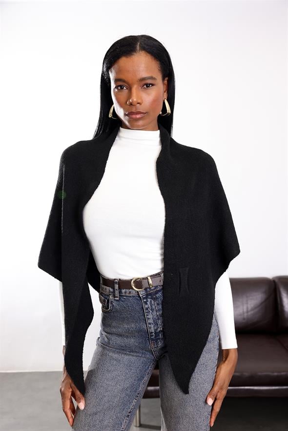 Siyah Triko Üçgen Atkı S009