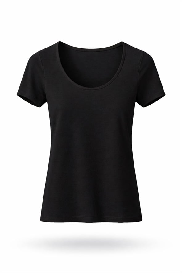 Siyah U Yaka Fit Basic Tişört 251030