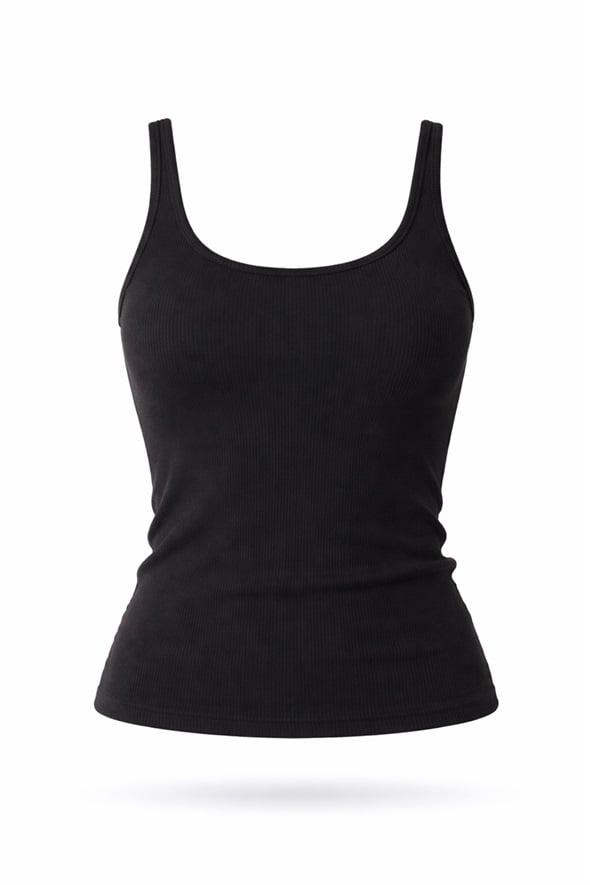 Siyah U Yaka Fitilli Basic Atlet 