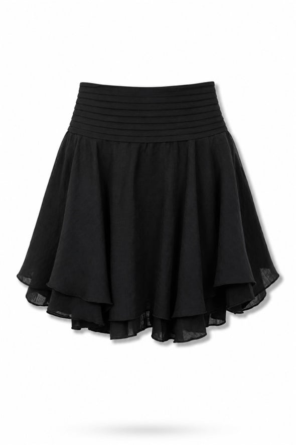 Siyah Volanlı Mini Etek 041182
