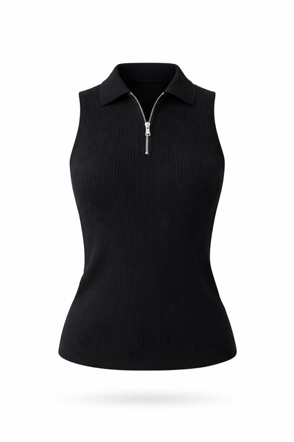 Siyah Yarım Fermuar Detaylı Triko 5170