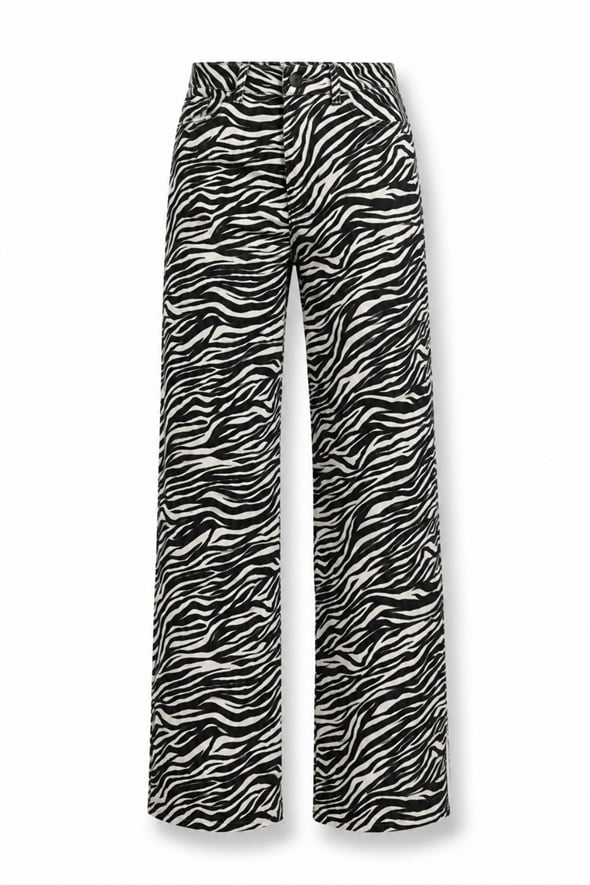 Siyah Zebra Desenli Pantolon 035