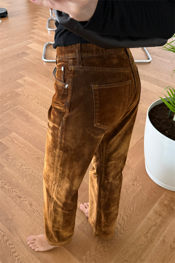 Taba Kadife Kaplamalı Düz Kesim Jean 