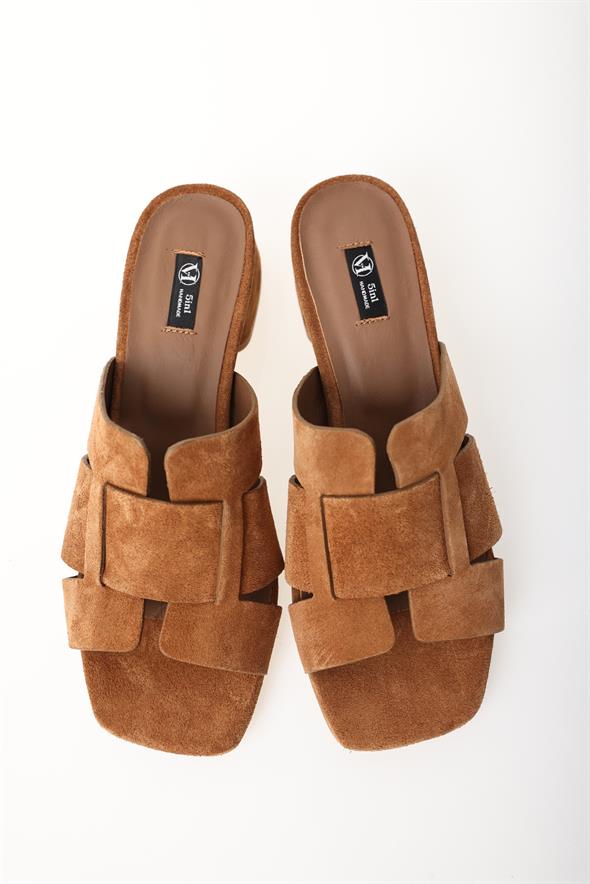 Taba Topuklu Süet Terlik 25188