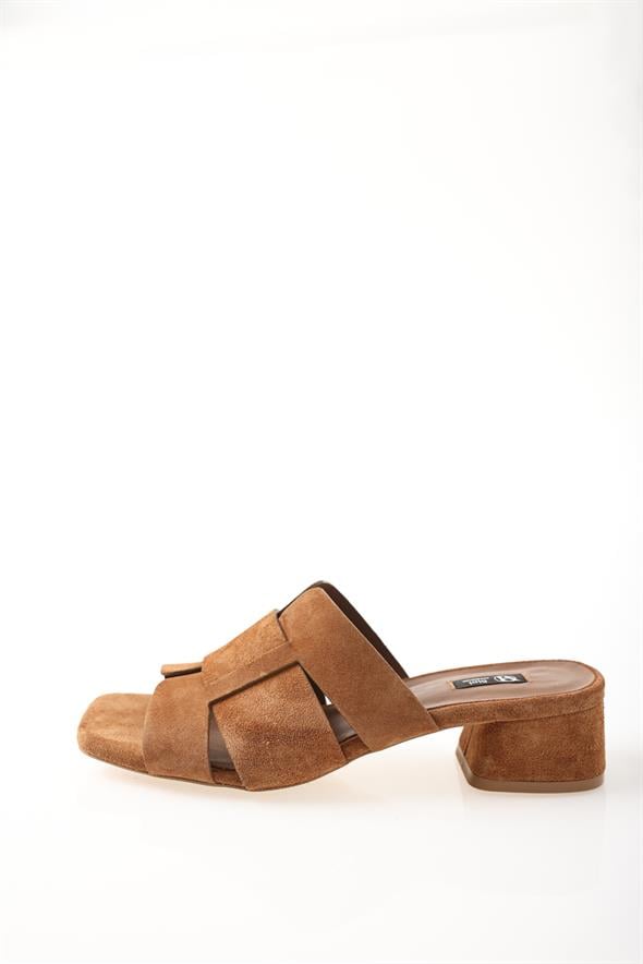 Taba Topuklu Süet Terlik 25188