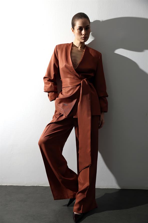 Tarçın Kuşaklı Blazer Ceket 131042