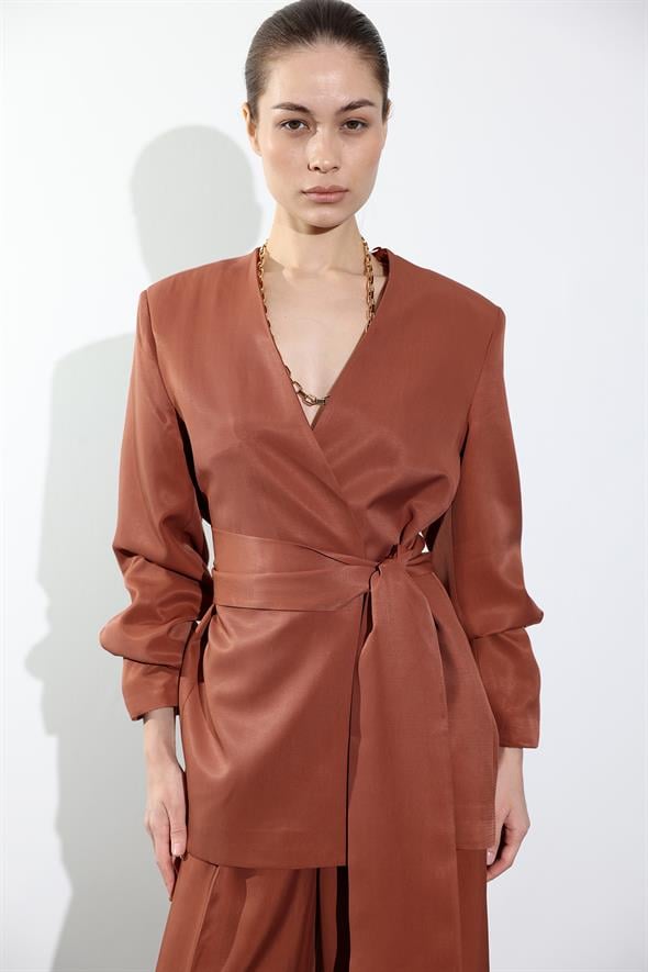 Tarçın Kuşaklı Blazer Ceket 131042
