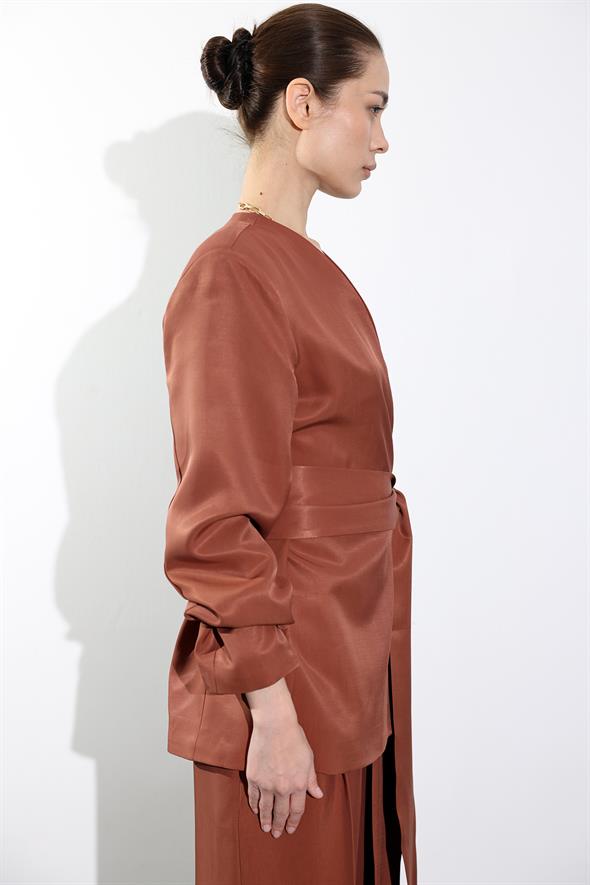 Tarçın Kuşaklı Blazer Ceket 131042