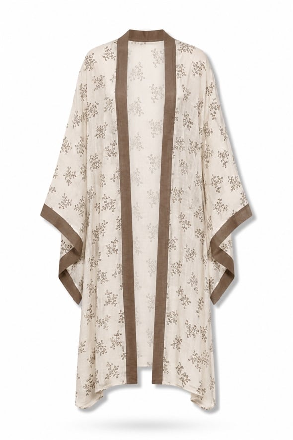 Taş Kuşaklı Nakış İşlemeli Kimono 5097