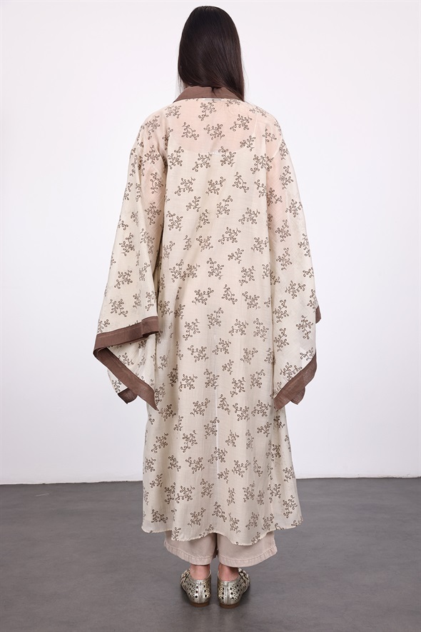 Taş Kuşaklı Nakış İşlemeli Kimono 5097