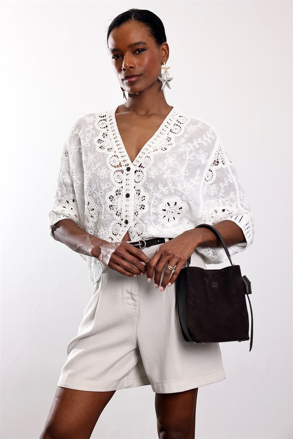 Taş Pile Detaylı Şort 010875