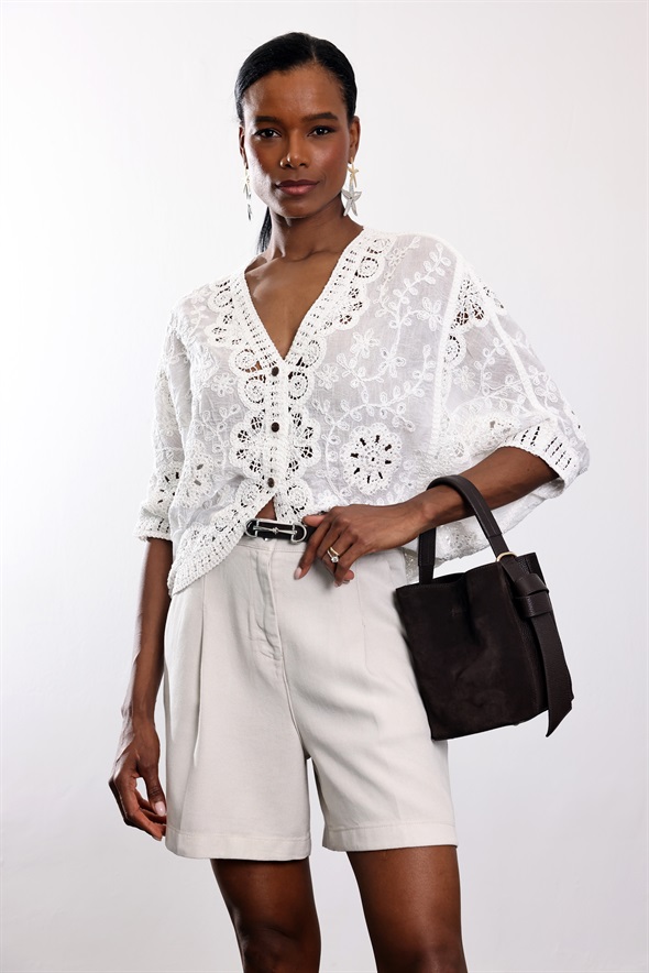 Taş Pile Detaylı Şort 010875