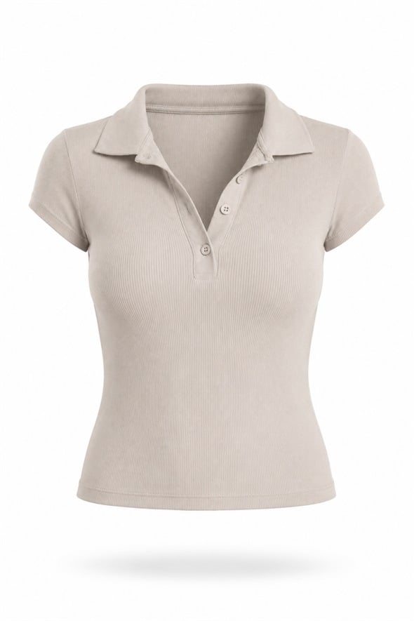 Taş Polo Yaka Fitilli Tişört 16706