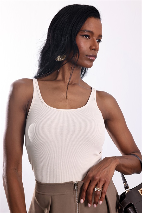 Taş U Yaka Fitilli Basic Atlet 