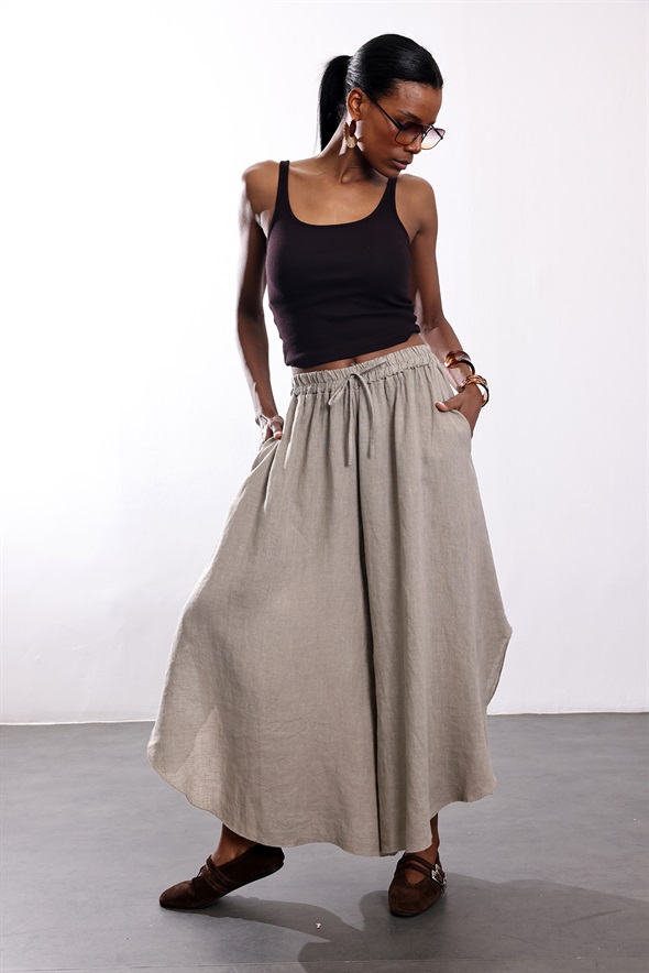 Taş Yırtmaçlı Dökümlü Pantolon 39494