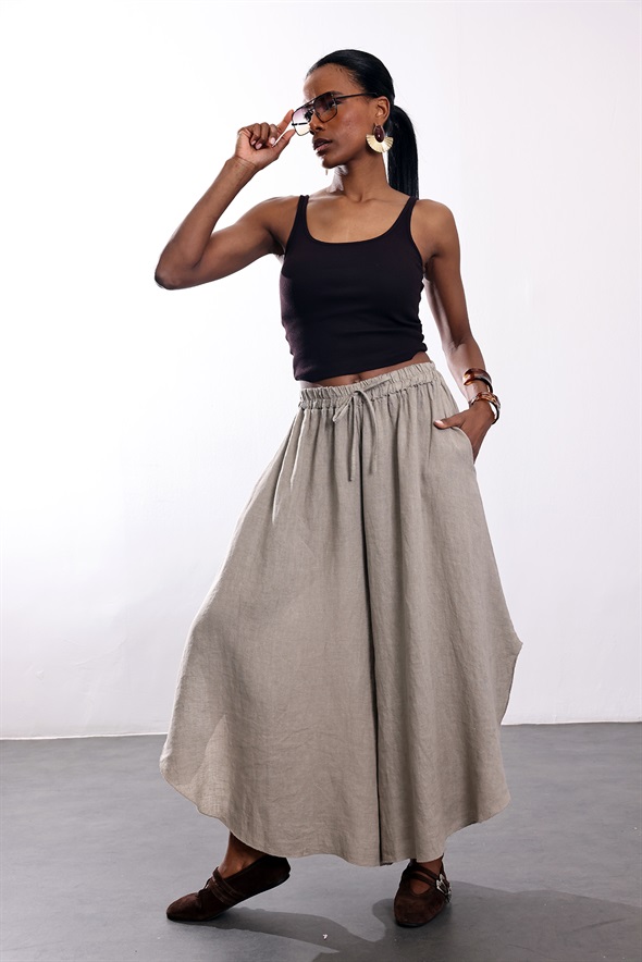 Taş Yırtmaçlı Dökümlü Pantolon 39494