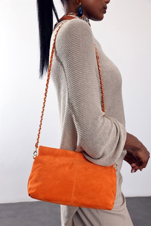 Turuncu Nice Süet Askılı Clutch Çanta 7990